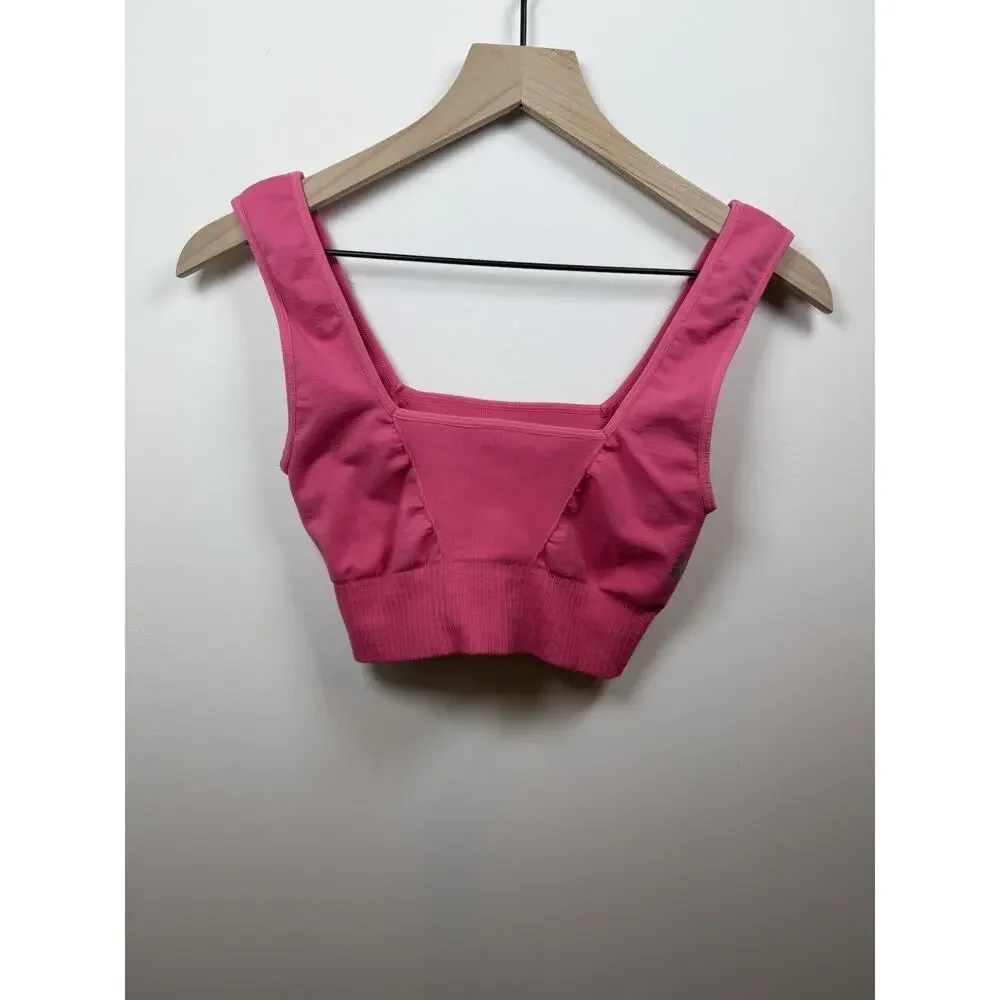 Free People FP Movement Good Karma Square Neck Sports Bra Pink Size M/L Active